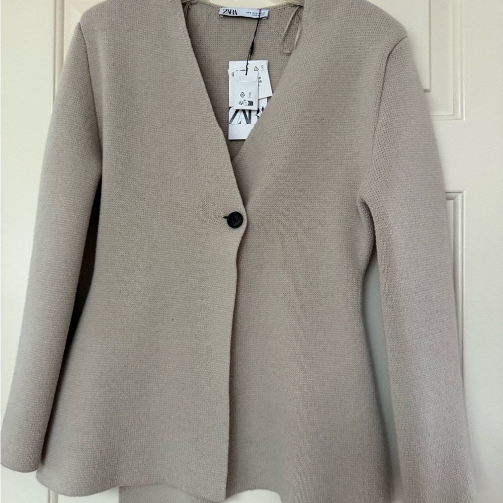 Zara Taupe Knit Blazer